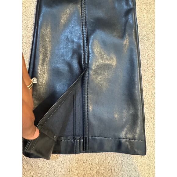 Cinq A Sept Shanis Black Vegan Leather Slit Bootcut Pants Size 2 - Picture 5 of 9